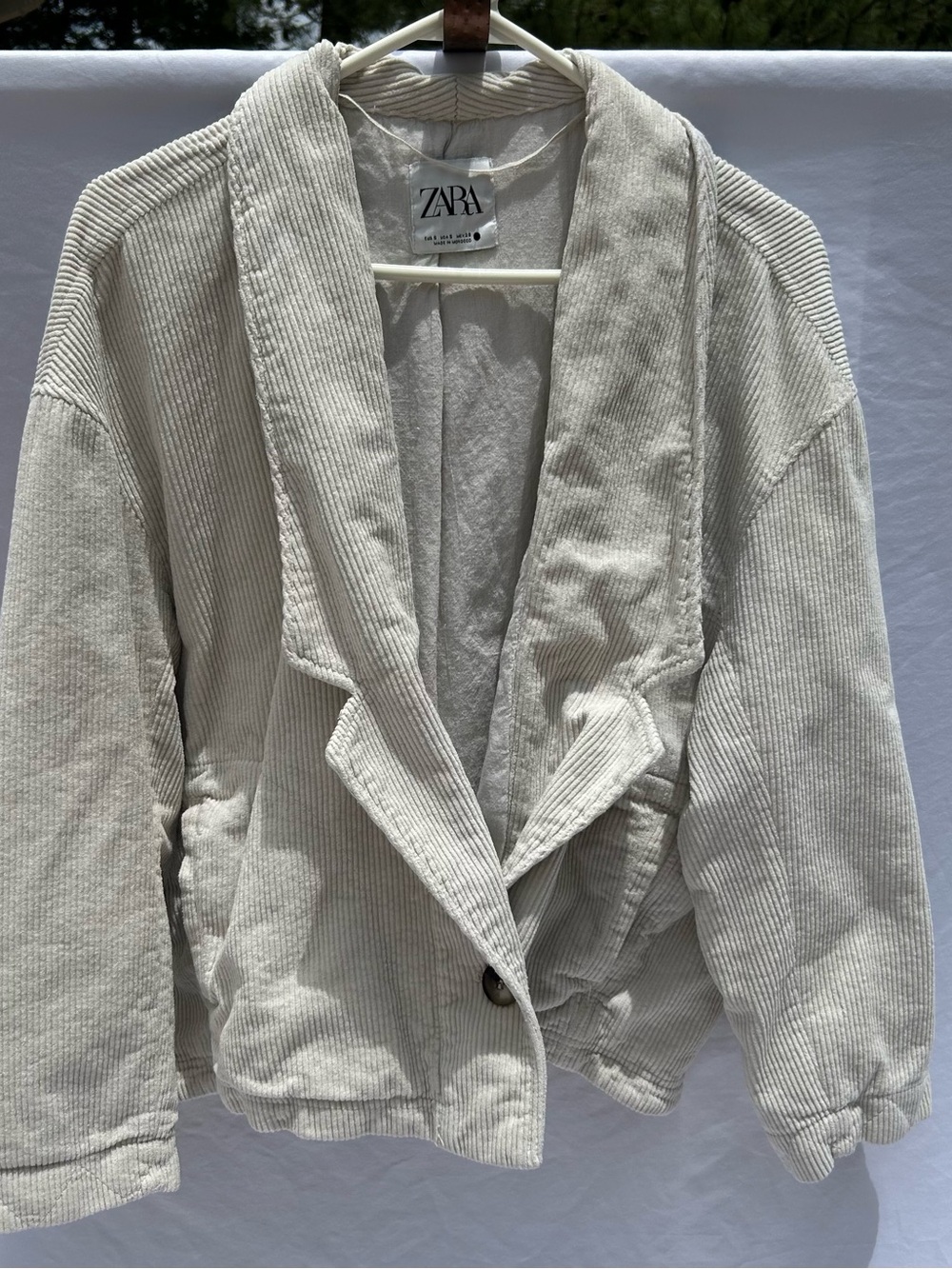 Zara Cream Cropped Corduroy Blazer - Picture 3 of 13